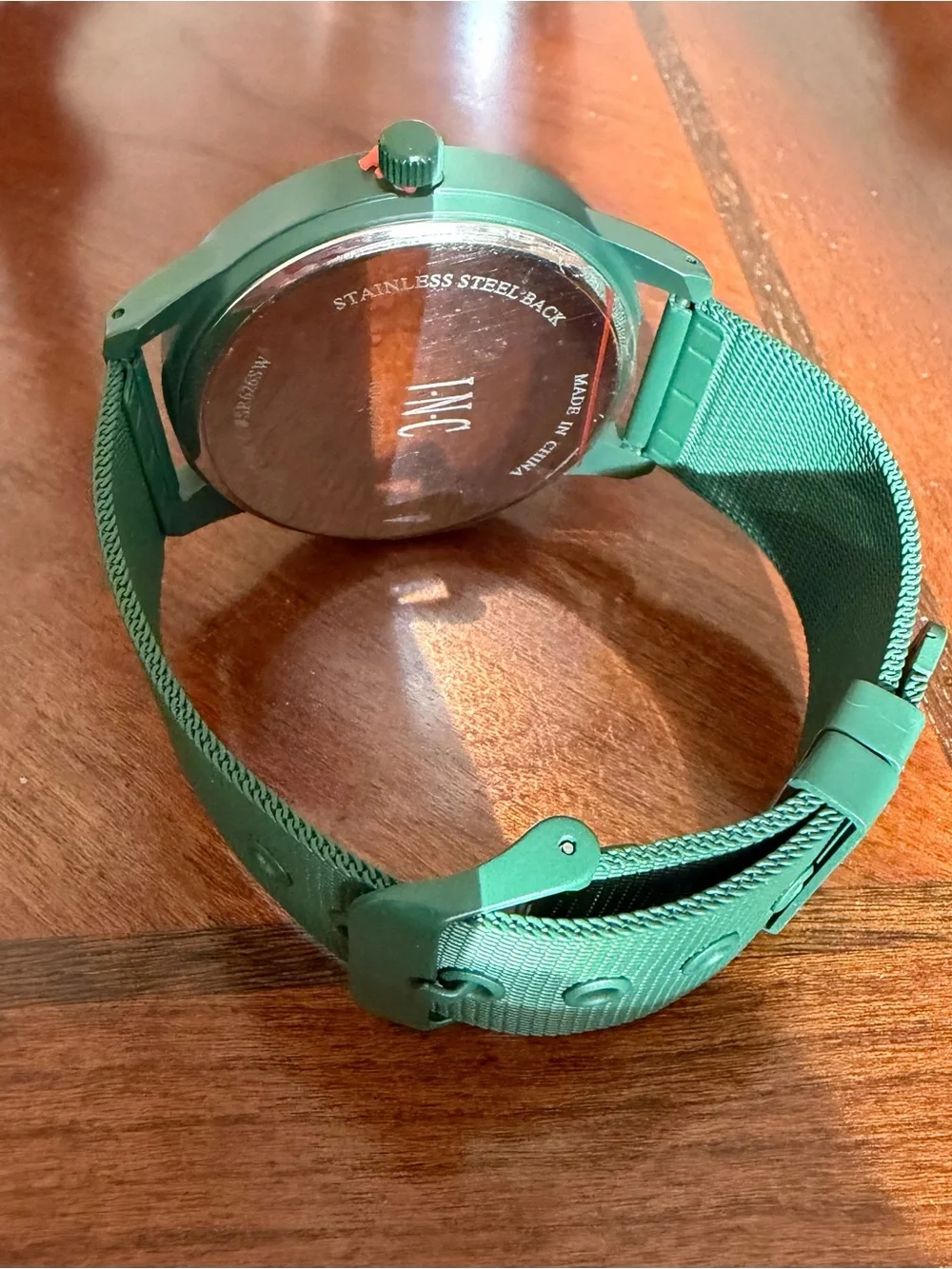 NIB International Concepts Olive Green Men's Minimal Mesh Strap Watch